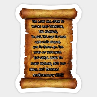 GOOD TREASURES DEUTERONOMY 28:12 ROLL SCROLL Sticker